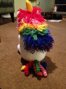 Cuddly crocheted Unicorn.