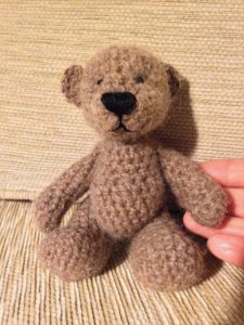 Little crocheted, Alpaca wool, brown bear.
