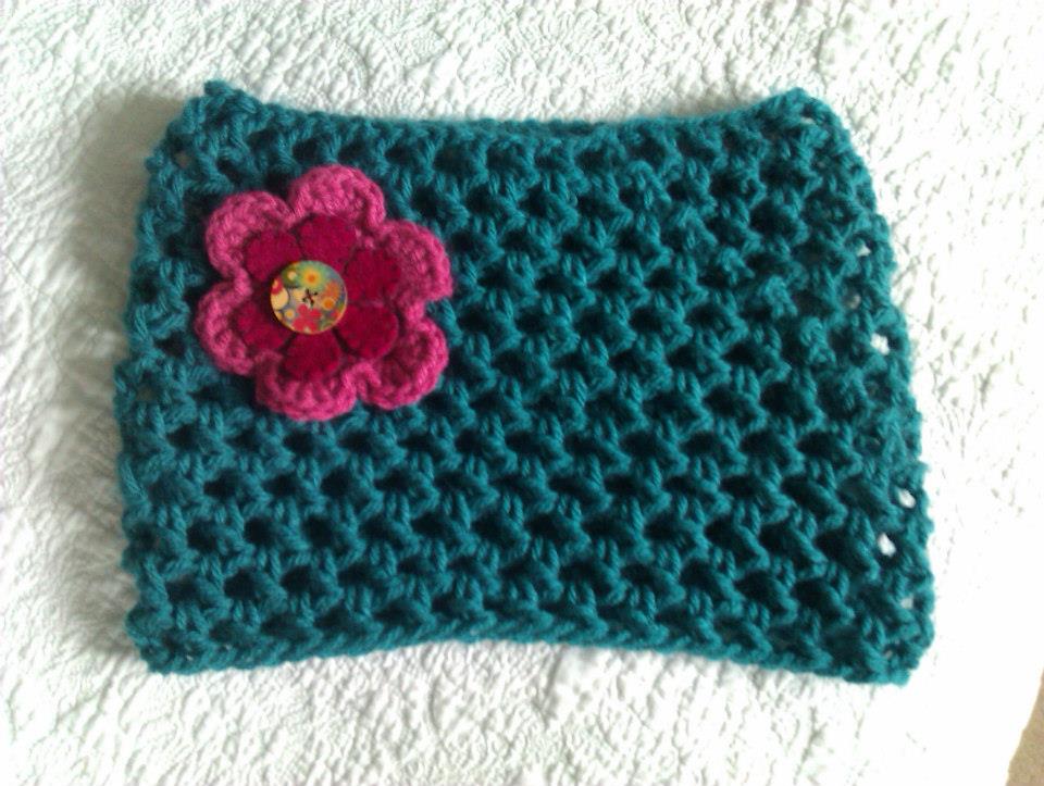 Chunky crocheted cowl scarf.