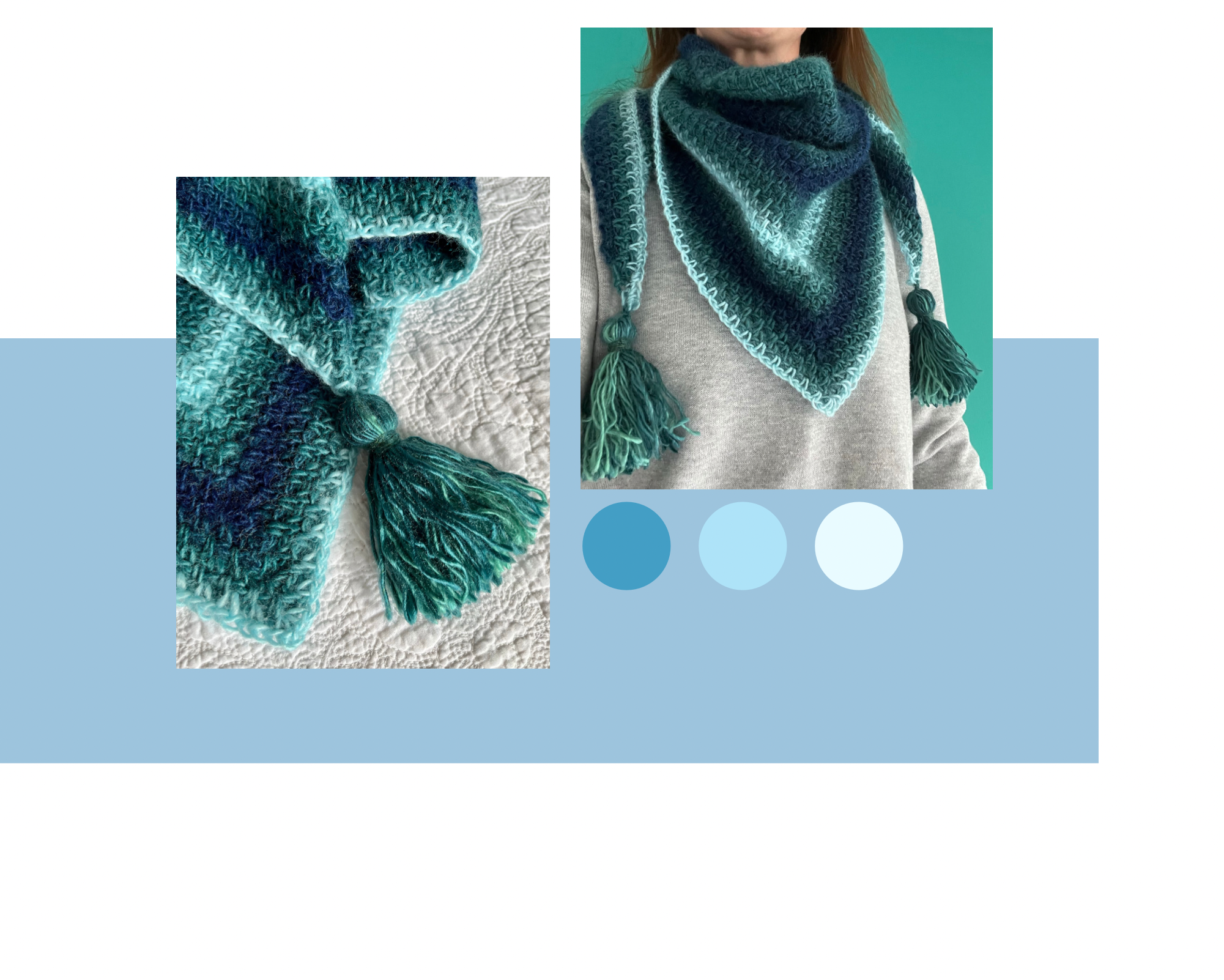 Sea Tones of Greens and Blues, triangular scarf.