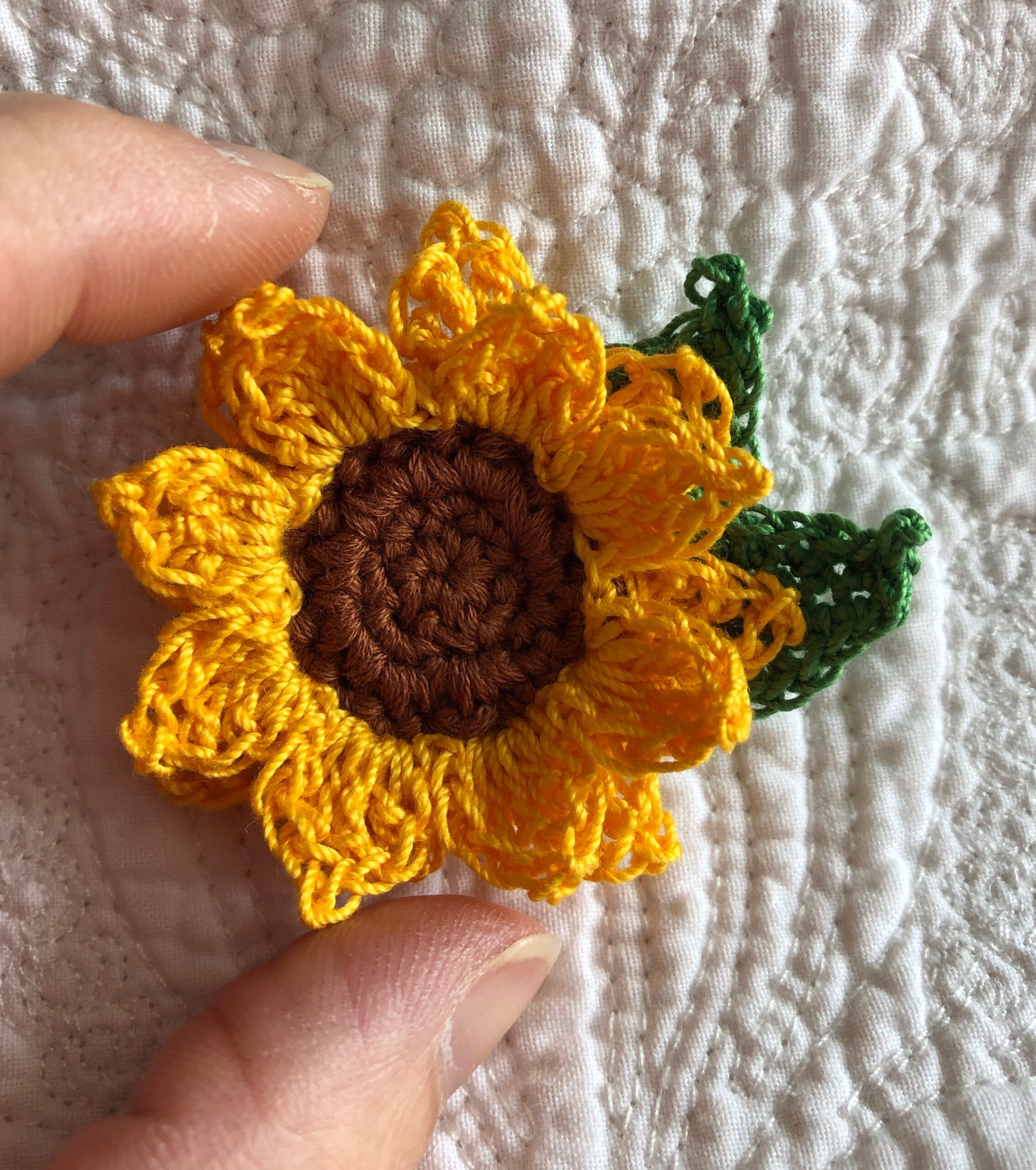 Miniature Sunflower brooch.