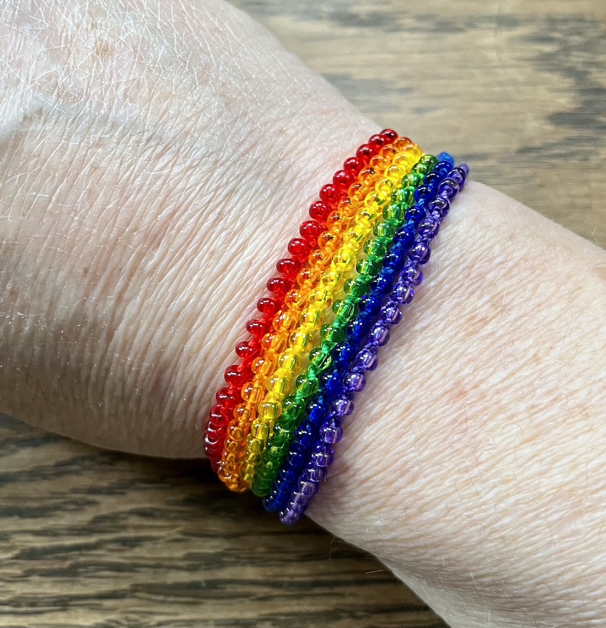 Bright rainbow bracelet.