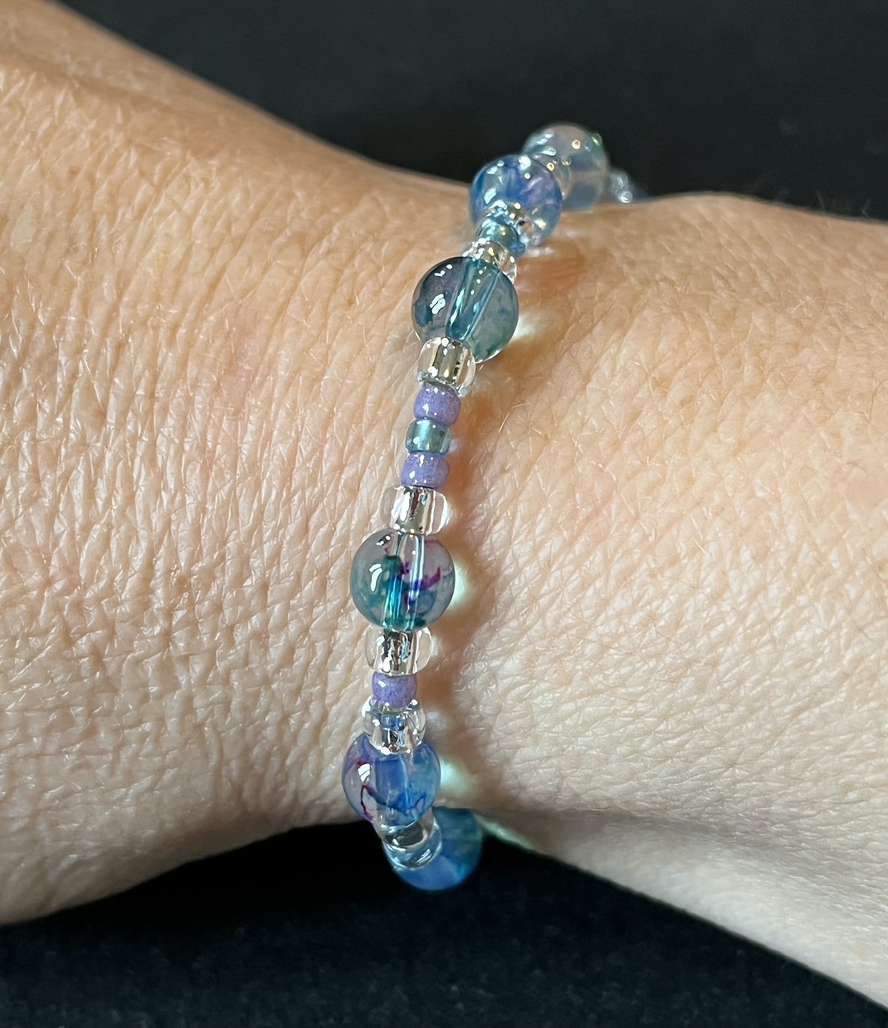 Marbled glass bracelet.