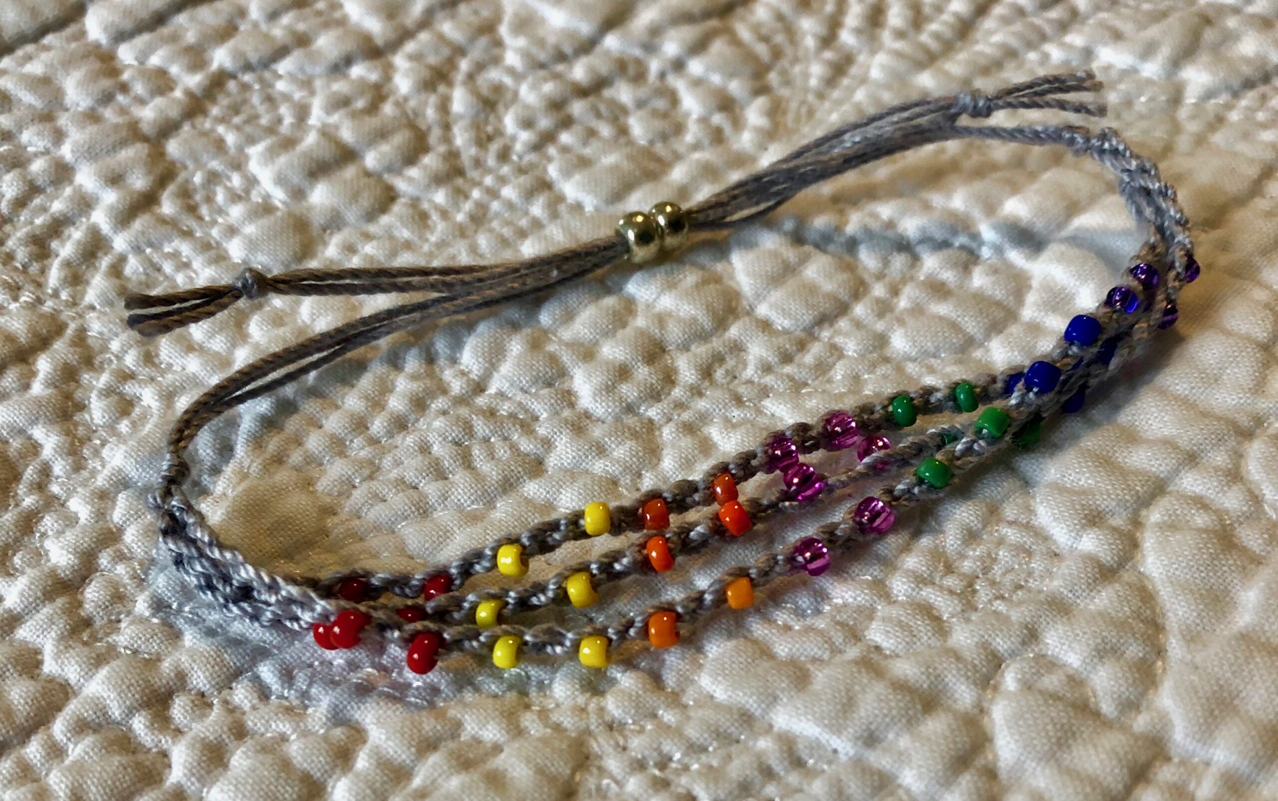 Rainbow beaded bracelet.