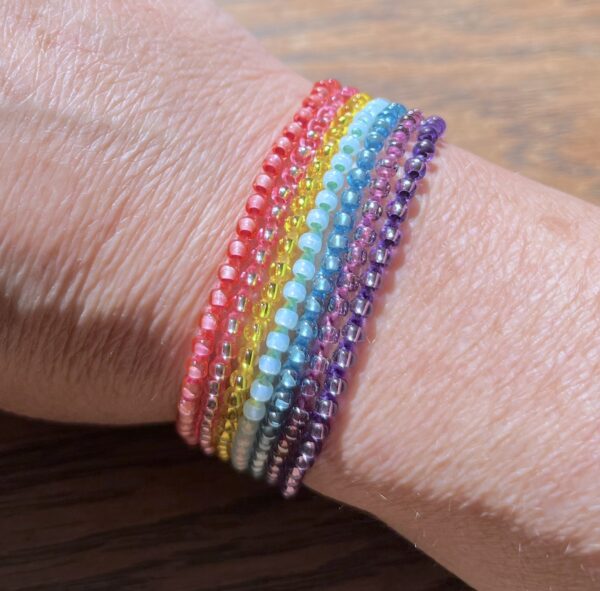 Pastel rainbow, 7 strand bracelet.