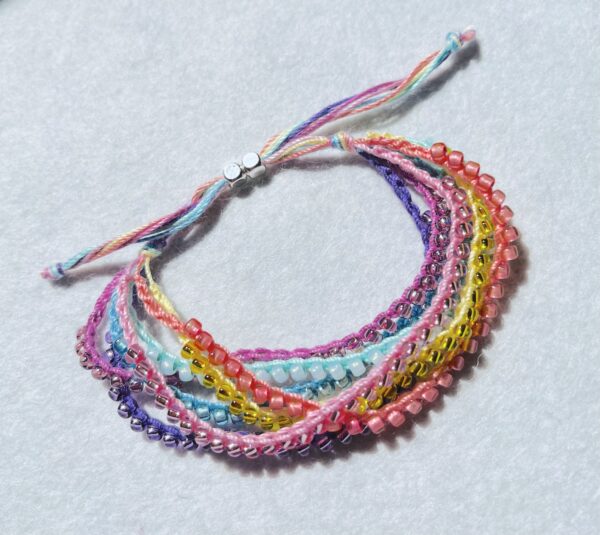 Pastel rainbow, 7 strand bracelet. - Image 2