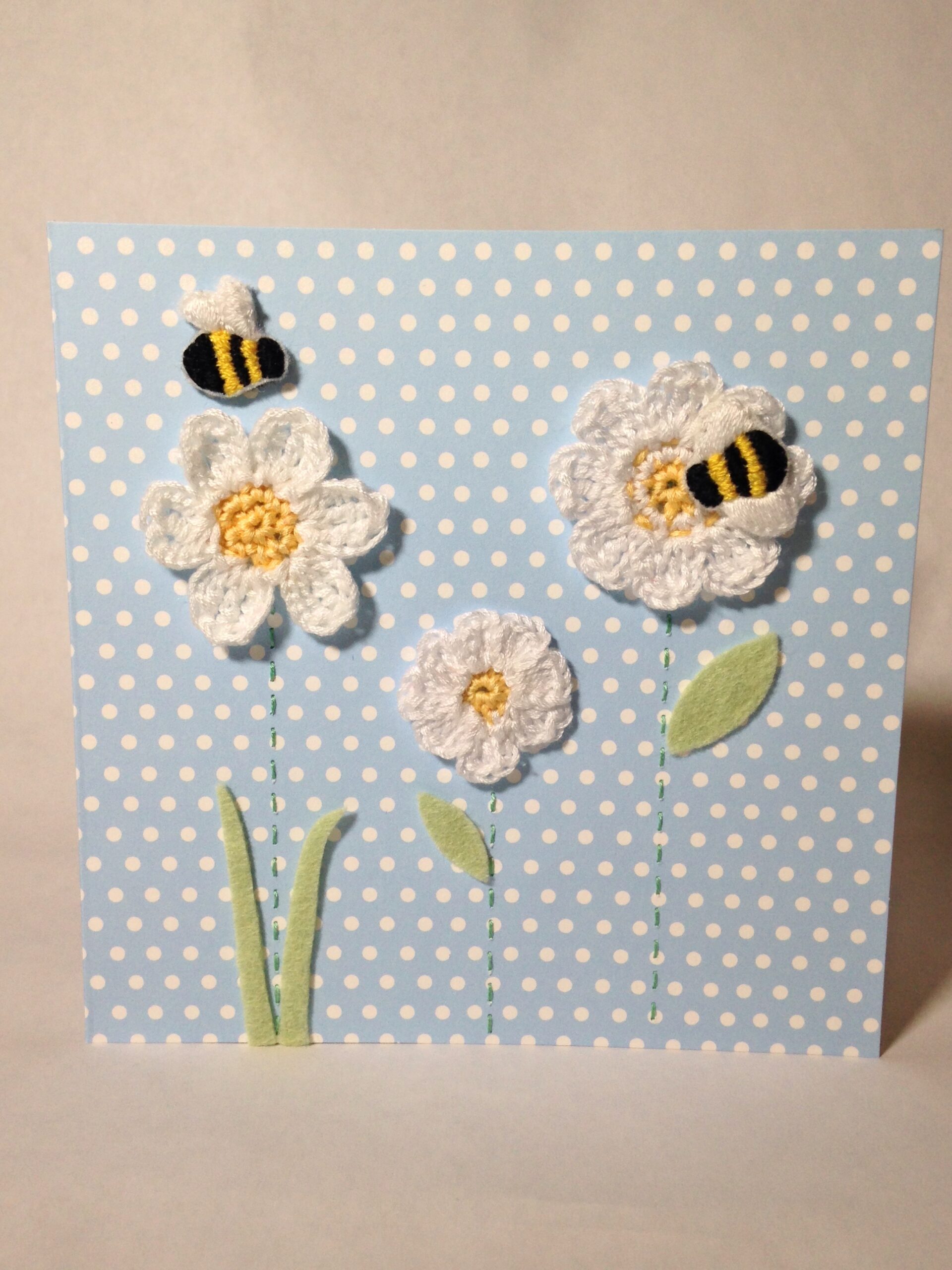 Bumblebee and flowers greetings card.