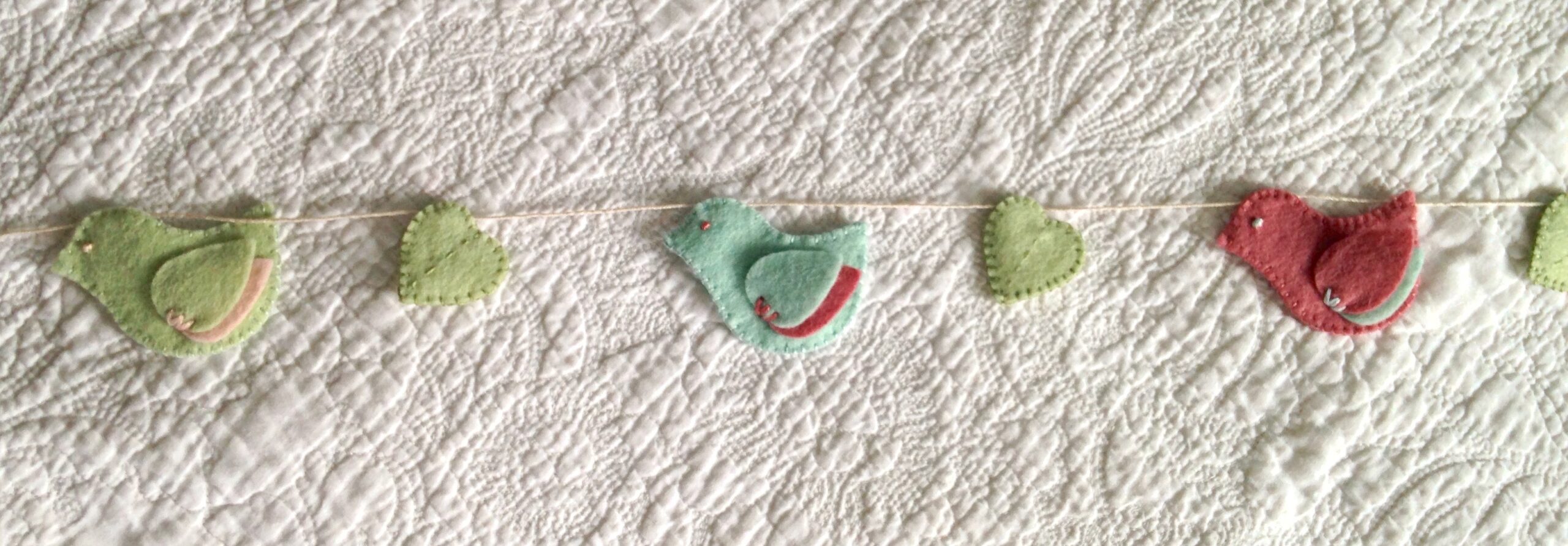 Bird and heart bunting.