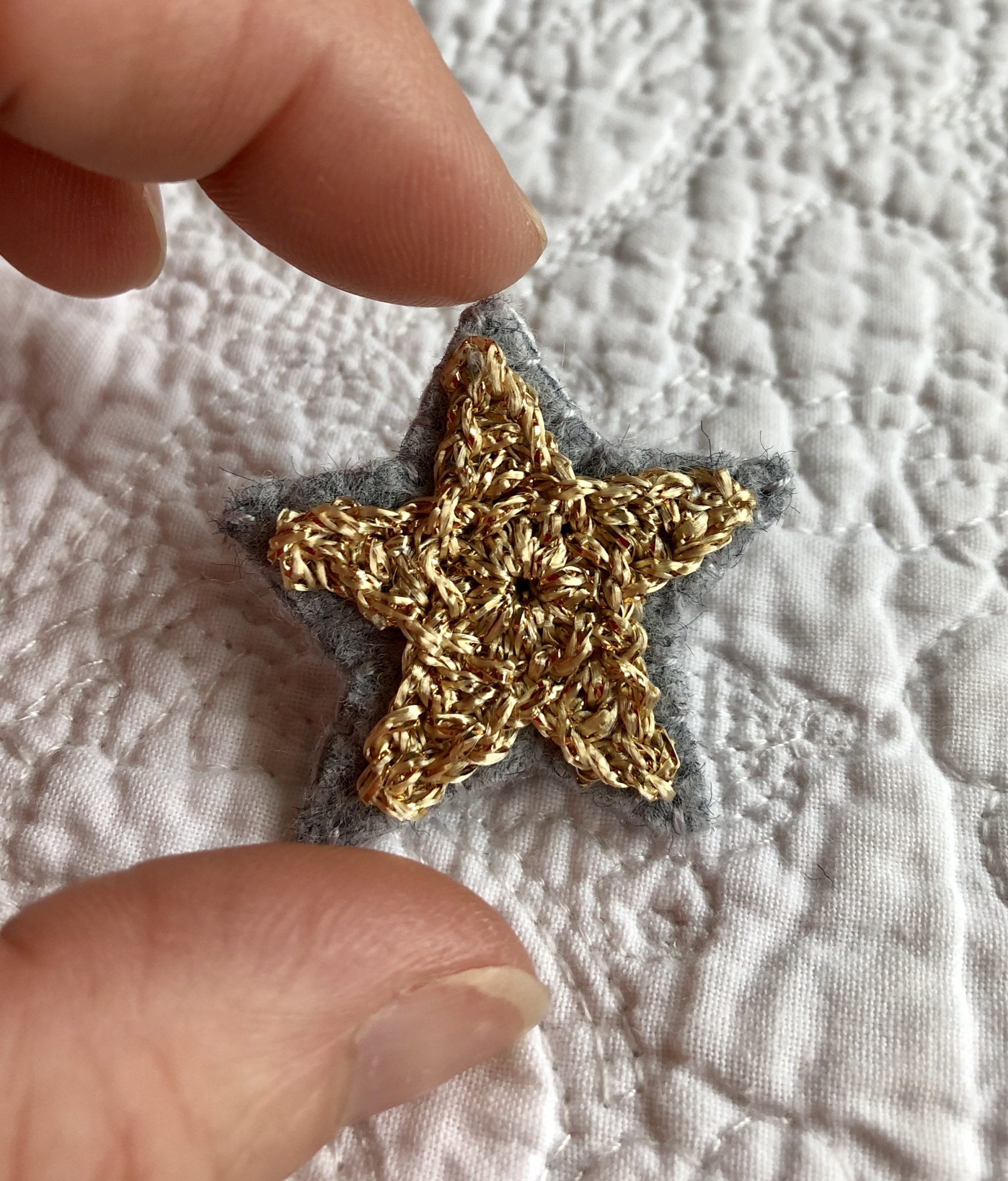 Gold star brooch.